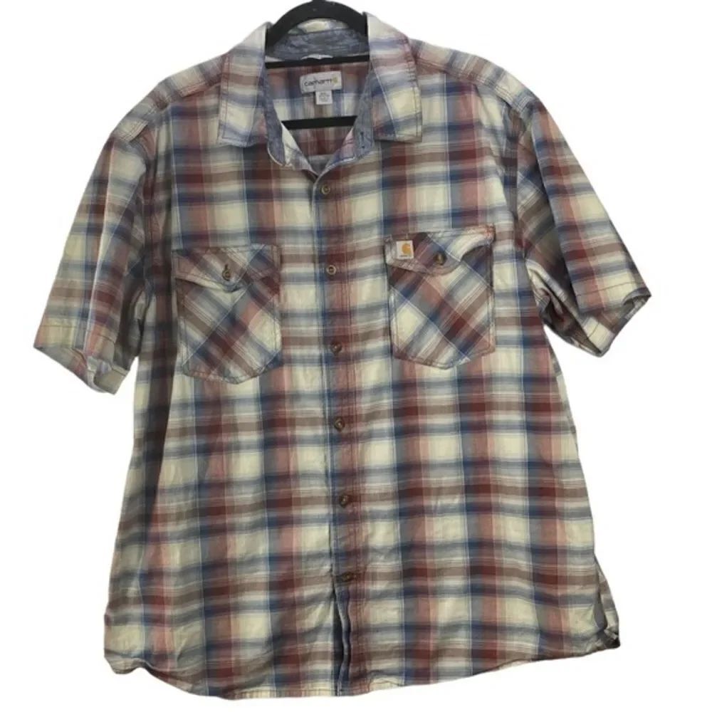Carhartt Men’s Sz 2XL Plaid Relaxed Fit Short Sleeve Button Down Shirt